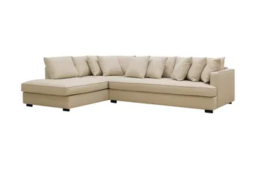 Rossita 4-seters Venstrevendt L-formet Dyp Sjeselongsofa med Hel Pute i Bouclé - Beige - Møbler - Sofaer - Sofaer med sjeselong - 4 seters sofa med divan