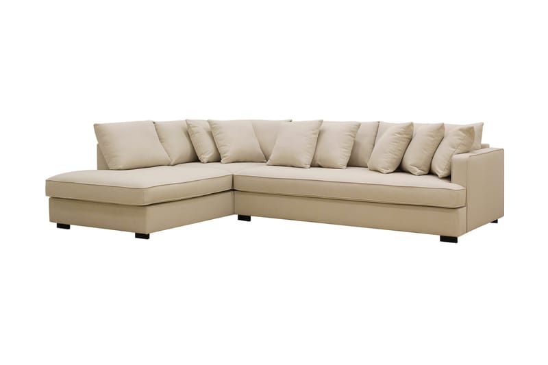 Rossita 4-seters Venstrevendt L-formet Dyp Sjeselongsofa med Hel Pute i Bouclé - Beige - Møbler - Sofaer - Sofaer med sjeselong - 4 seters sofa med divan