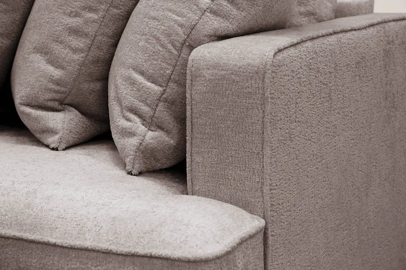 Rossita 4-seters Venstrevendt L-formet Dyp Sjeselongsofa med Hel Pute i Chenille - Grå / Brun - M øbler - Sofaer - Sofaer med sjeselong - 4 seters sofa med divan