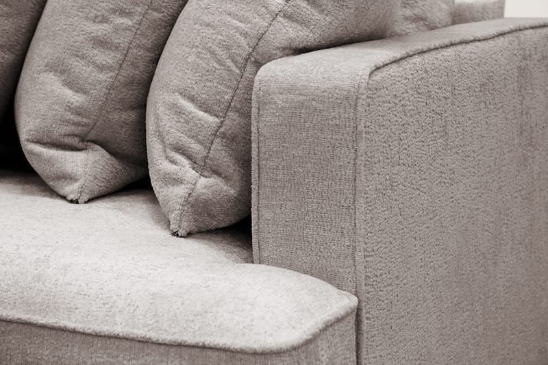 Rossita 4-seters Venstrevendt L-formet Dyp Sjeselongsofa med Hel Pute i Chenille - Grå / Brun - Møbler - Sofaer - Sofaer med sjeselong - 4 seters sofa med divan