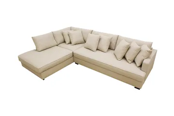 Rossita 4-seters Venstrevendt L-formet Dyp Sjeselongsofa med Hel Pute i Bouclé - Beige - Møbler - Sofaer - Sofaer med sjeselong - 4 seters sofa med divan