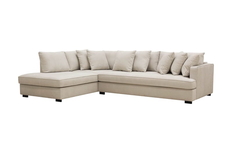 Rossita 4-seters Venstrevendt L-formet Dyp Sjeselongsofa med Hel Pute i Stoff - Beige - Møbler - Sofaer - Sofaer med sjeselong - 4 seters sofa med divan