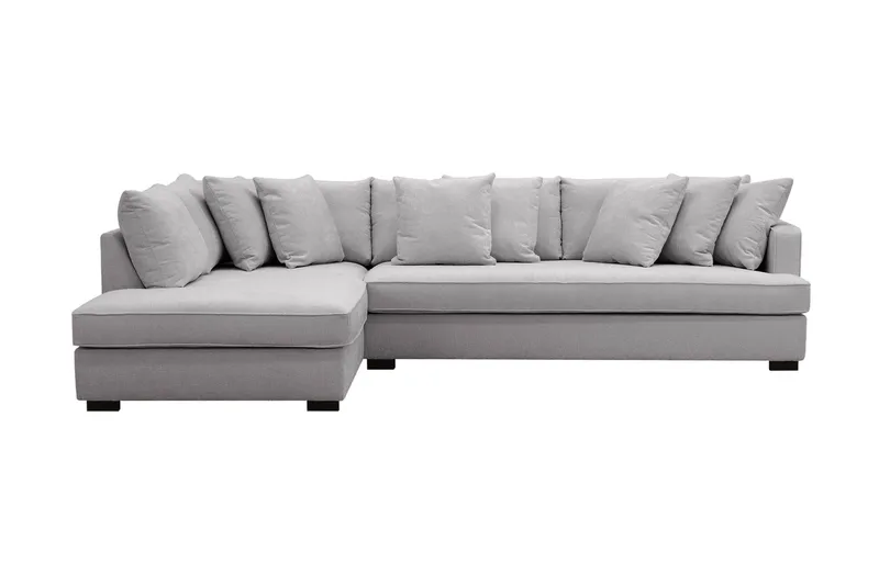 Rossita 4-seters Venstrevendt L-formet Dyp Sjeselongsofa med Hel Pute i Chenille, Grå