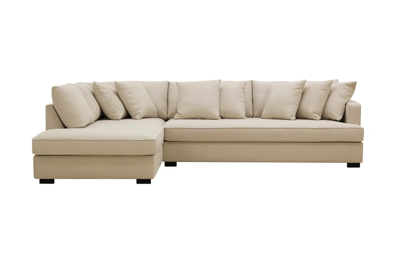 Rossita 4-seters Venstrevendt L-formet Dyp Sjeselongsofa med Hel Pute i Bouclé, Beige
