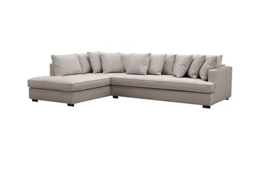 Rossita 4-seters Venstrevendt L-formet Dyp Sjeselongsofa med Hel Pute i Chenille - Grå / Brun - Møbler - Sofaer - Sofaer med sjeselong - 4 seters sofa med divan