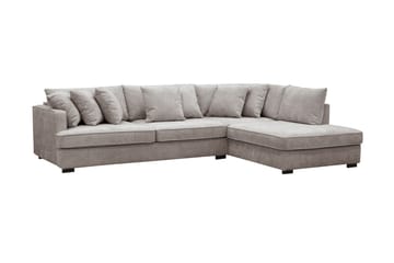 Rossita 4-seters Venstrevendt L-formet Dyp Sjeselongsofa med Hel Pute i Chenille - Grå / Brun - Møbler - Sofaer - Sofaer med sjeselong - 4 seters sofa med divan