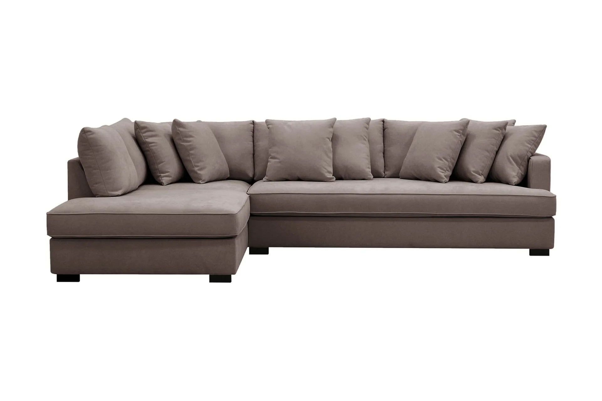 Rossita 4-seters Venstrevendt L-formet Dyp Sjeselongsofa med Hel Pute i Stoff - Brun - Møbler - Sofaer - Sofaer med sjeselong - 4 seters sofa med divan