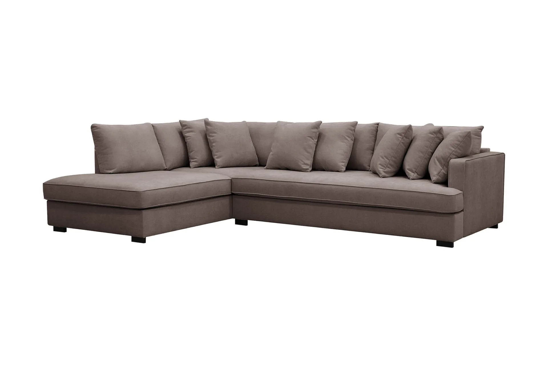 Rossita 4-seters Venstrevendt L-formet Dyp Sjeselongsofa med Hel Pute i Stoff - Brun - Møbler - Sofaer - Sofaer med sjeselong - 4 seters sofa med divan