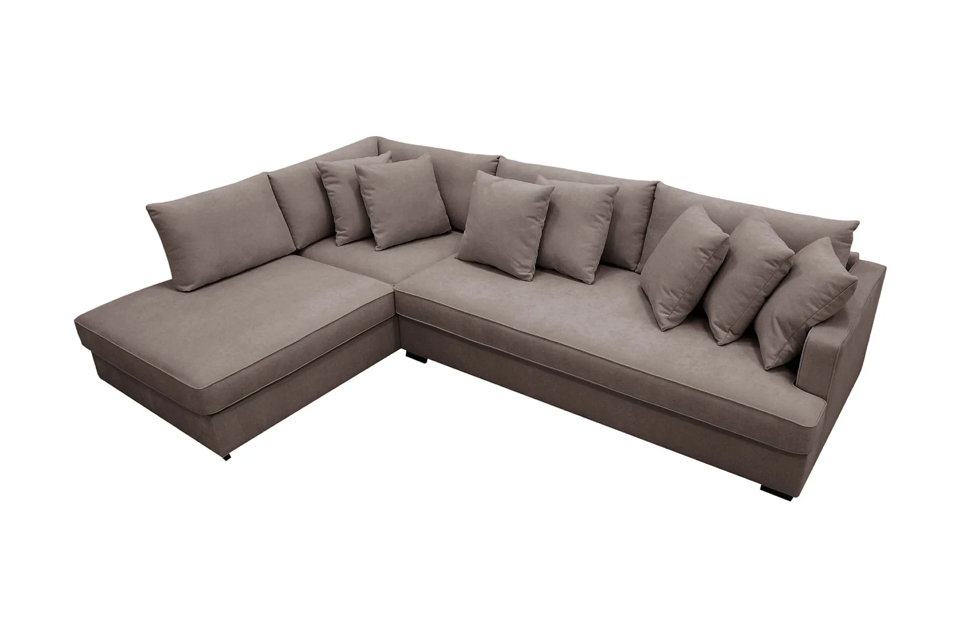 Rossita 4-seters Venstrevendt L-formet Dyp Sjeselongsofa med Hel Pute i Stoff - Brun - Møbler - Sofaer - Sofaer med sjeselong - 4 seters sofa med divan