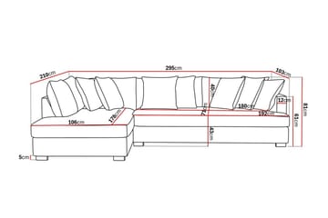 Rossita 4-seters Venstrevendt L-formet Dyp Sjeselongsofa med Hel Pute i Stoff - Brun - Møbler - Sofaer - Sofaer med sjeselong - 4 seters sofa med divan