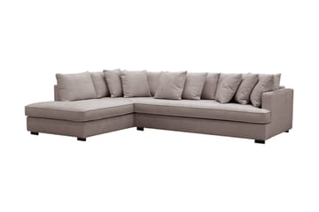 Rossita 4-seters Venstrevendt L-formet Dyp Sjeselongsofa med Hel Pute i Chenille - Grå / Brun - Møbler - Sofaer - Sofaer med sjeselong - 4 seters sofa med divan