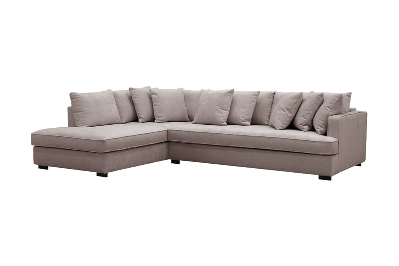 Rossita 4-seters Venstrevendt L-formet Dyp Sjeselongsofa med Hel Pute i Chenille - Grå / Brun - Møbler - Sofaer - Sofaer med sjeselong - 4 seters sofa med divan