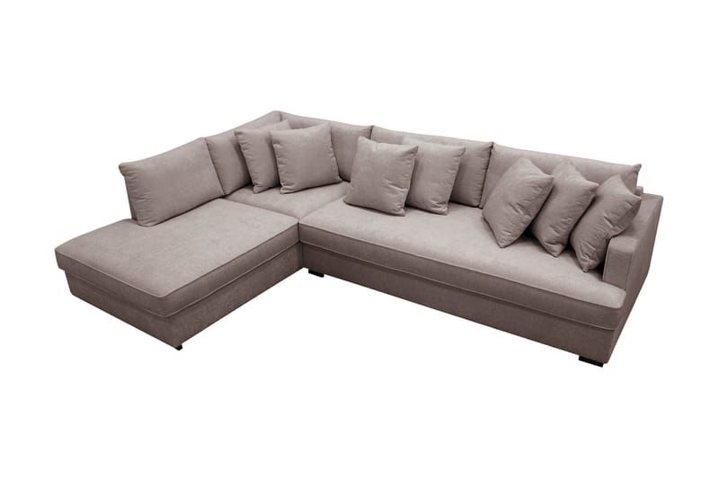Rossita 4-seters Venstrevendt L-formet Dyp Sjeselongsofa med Hel Pute i Chenille - Grå / Brun - Møbler - Sofaer - Sofaer med sjeselong - 4 seters sofa med divan