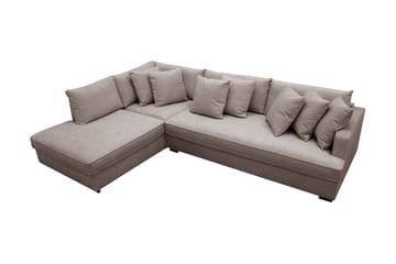Rossita 4-seters Venstrevendt L-formet Dyp Sjeselongsofa med Hel Pute i Chenille - Grå / Brun - Møbler - Sofaer - Sofaer med sjeselong - 4 seters sofa med divan