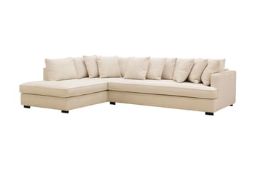 Rossita 4-seters Venstrevendt L-formet Dyp Sjeselongsofa med Hel Pute i Chenille - Beige - Møbler - Sofaer - Sofaer med sjeselong - 4 seters sofa med divan