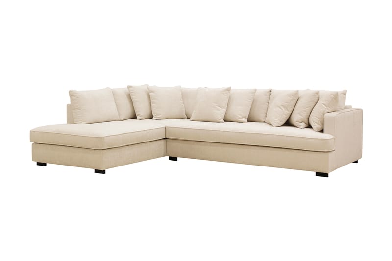 Rossita 4-seters Venstrevendt L-formet Dyp Sjeselongsofa med Hel Pute i Chenille - Beige - Møbler - Sofaer - Sofaer med sjeselong - 4 seters sofa med divan