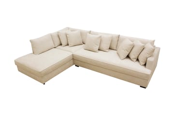 Rossita 4-seters Venstrevendt L-formet Dyp Sjeselongsofa med Hel Pute i Chenille - Beige - Møbler - Sofaer - Sofaer med sjeselong - 4 seters sofa med divan