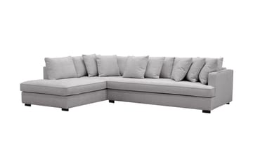 Rossita 4-seters Venstrevendt L-formet Dyp Sjeselongsofa med Hel Pute i Chenille - Grå - Møbler - Sofaer - Sofaer med sjeselong - 4 seters sofa med divan