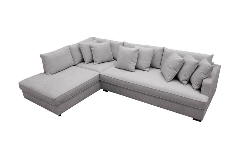 Rossita 4-seters Venstrevendt L-formet Dyp Sjeselongsofa med Hel Pute i Chenille - Grå - Møbler - Sofaer - Sofaer med sjeselong - 4 seters sofa med divan
