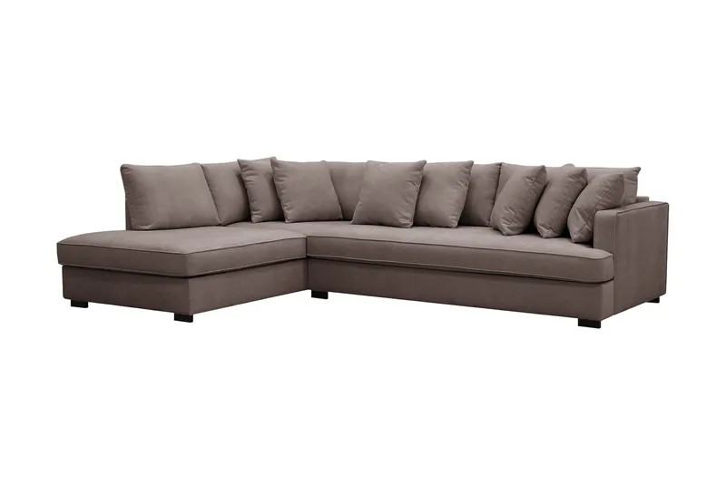 Rossita 4-seters Venstrevendt L-formet Dyp Sjeselongsofa med Hel Pute i Stoff - Brun - Møbler - Sofaer - Sofaer med sjeselong - 4 seters sofa med divan