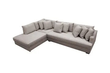 Rossita 4-seters Venstrevendt L-formet Dyp Sjeselongsofa med Hel Pute i Chenille - Grå / Brun - Møbler - Sofaer - Sofaer med sjeselong - 4 seters sofa med divan