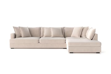 Rossita Lyx 4-seter Ekstra dyp Sofa med Sjeselong Høyre - Beige Chenille - Møbler - Sofaer - Sofaer med sjeselong - 4 seters sofa med divan