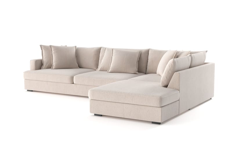 Rossita Lyx 4-seter Ekstra dyp Sofa med Sjeselong Høyre - Beige Chenille - Møbler - Sofaer - Sofaer med sjeselong - 4 seters sofa med divan