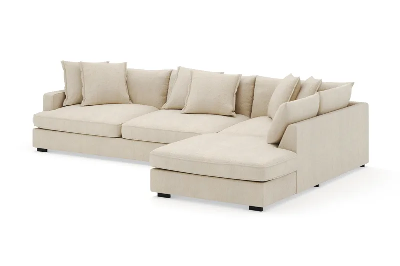 Rossita Lyx 4-seter Ekstra dyp Sofa med Sjeselong Høyre - Beige Chenille - Møbler - Sofaer - Sofaer med sjeselong - 4 seters sofa med divan