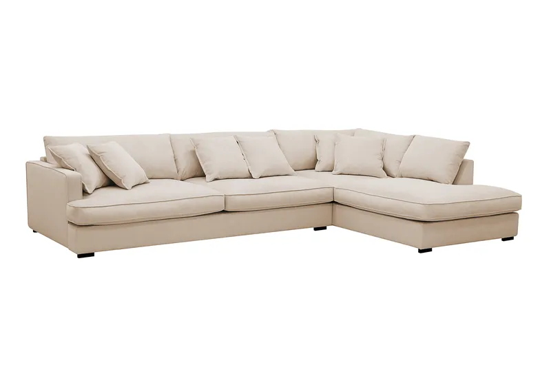 Rossita Lyx 4-seter Ekstra dyp Sofa med Sjeselong Høyre - Beige Kordfløyel - Møbler - Sofaer - Sofaer med sjeselong - 4 seters sofa med divan