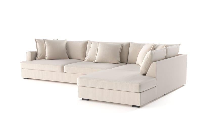 Rossita Lyx 4-seter Ekstra dyp Sofa med Sjeselong Høyre - Beige Kordfløyel - Møbler - Sofaer - Sofaer med sjeselong - 4 seters sofa med divan