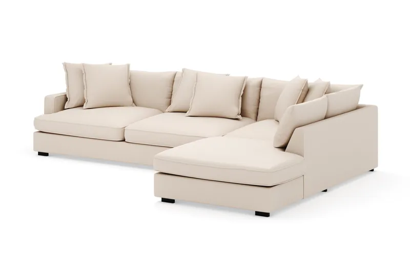 Rossita Lyx 4-seter Ekstra dyp Sofa med Sjeselong Høyre - Beige Kordfløyel - Møbler - Sofaer - Sofaer med sjeselong - 4 seters sofa med divan