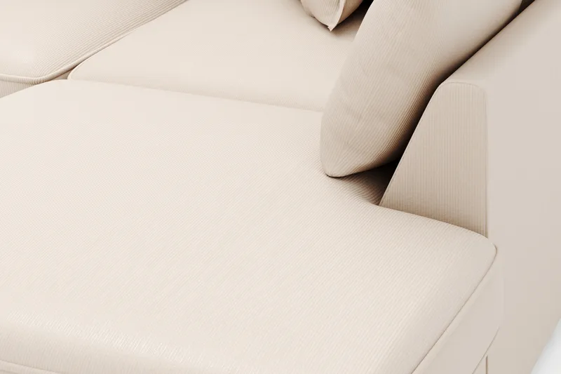 Rossita Lyx 4-seter Ekstra dyp Sofa med Sjeselong Høyre - Beige Kordfløyel - Møbler - Sofaer - Sofaer med sjeselong - 4 seters sofa med divan