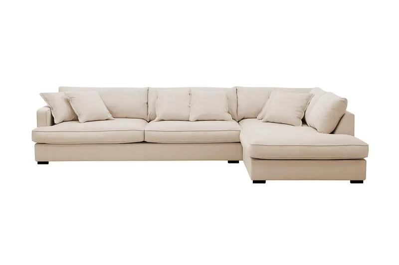 Rossita Lyx 4-seter Ekstra dyp Sofa med Sjeselong Høyre, Beige Kordfløyel