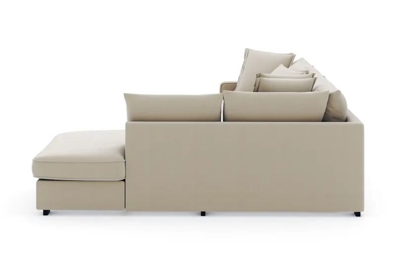 Rossita Lyx 4-seter Ekstra dyp Sofa med Sjeselong Høyre - Beige Stoff - Møbler - Sofaer - Sofaer med sjeselong - 4 seters sofa med divan