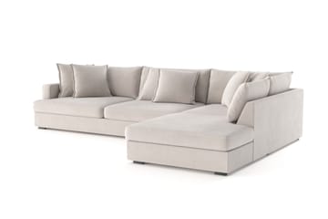 Rossita Lyx 4-seter Ekstra dyp Sofa med Sjeselong Høyre - Beige Stoff - Møbler - Sofaer - Sofaer med sjeselong - 4 seters sofa med divan