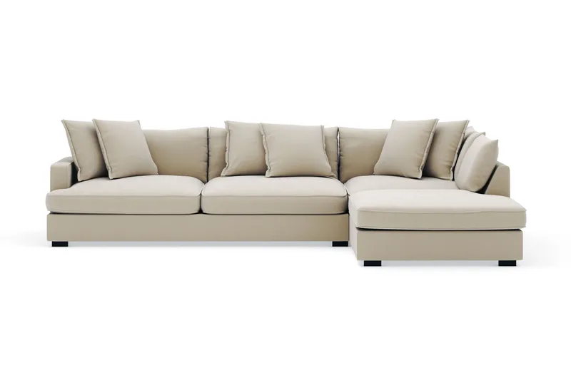 Rossita Lyx 4-seter Ekstra dyp Sofa med Sjeselong Høyre - Beige Stoff - Møbler - Sofaer - Sofaer med sjeselong - 4 seters sofa med divan