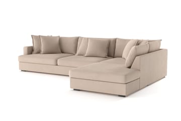 Rossita Lyx 4-seter Ekstra dyp Sofa med Sjeselong Høyre - Beige Stoff - Møbler - Sofaer - Sofaer med sjeselong - 4 seters sofa med divan