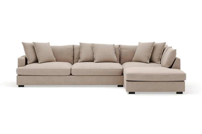 Rossita Lyx 4-seter Ekstra dyp Sofa med Sjeselong Høyre, Beige Stoff