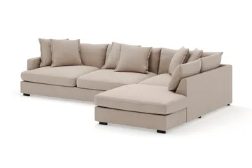 Rossita Lyx 4-seter Ekstra dyp Sofa med Sjeselong Høyre - Beige Stoff - Møbler - Sofaer - Sofaer med sjeselong - 4 seters sofa med divan