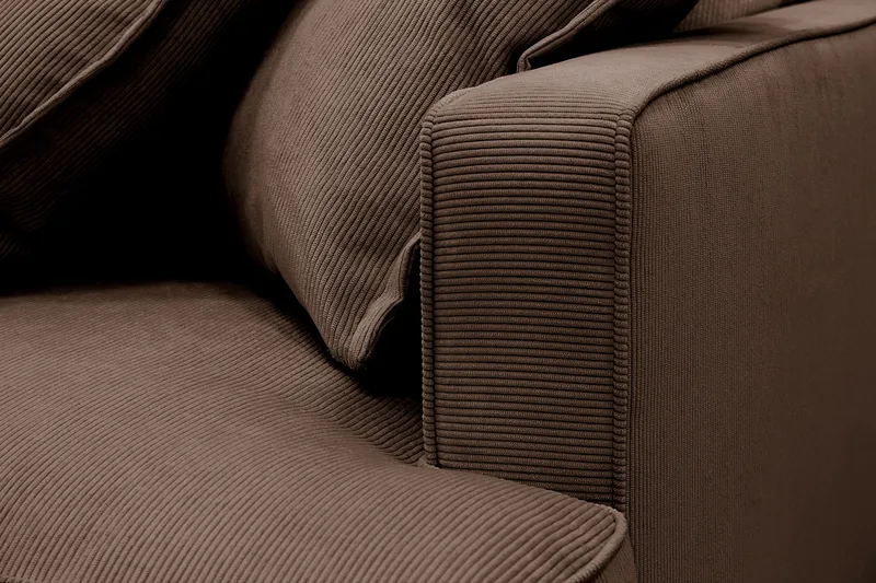 Rossita Lyx 4-seter Ekstra dyp Sofa med Sjeselong Høyre - Brun Kordfløyel - Møbler - Sofaer - Sofaer med sjeselong - 4 seters sofa med divan