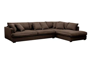 Rossita Lyx 4-seter Ekstra dyp Sofa med Sjeselong Høyre - Brun Kordfløyel - Møbler - Sofaer - Sofaer med sjeselong - 4 seters sofa med divan