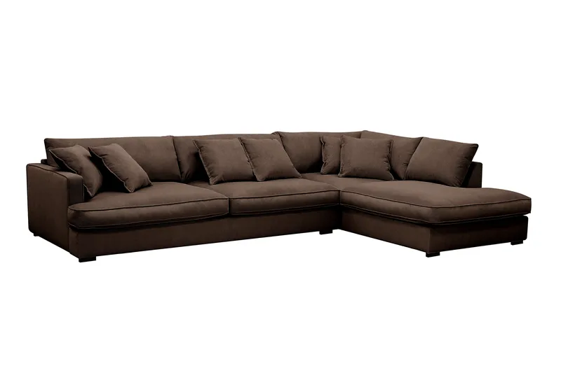 Rossita Lyx 4-seter Ekstra dyp Sofa med Sjeselong Høyre - Brun Kordfløyel - Møbler - Sofaer - Sofaer med sjeselong - 4 seters sofa med divan