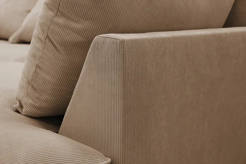 Rossita Lyx 4-seter Ekstra dyp Sofa med Sjeselong Høyre - Brun Kordfløyel - Møbler - Sofaer - Sofaer med sjeselong - 4 seters sofa med divan