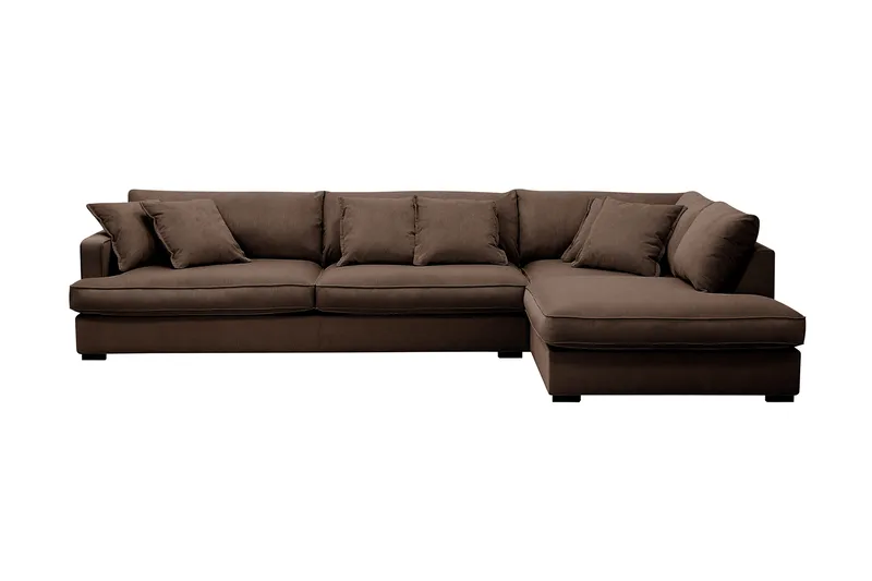 Rossita Lyx 4-seter Ekstra dyp Sofa med Sjeselong Høyre, Brun Kordfløyel