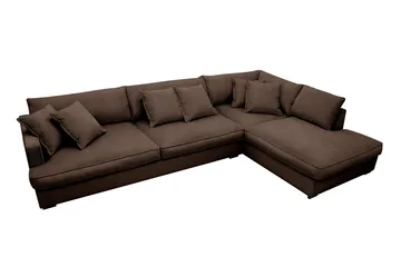 Rossita Lyx 4-seter Ekstra dyp Sofa med Sjeselong Høyre - Brun Kordfløyel - Møbler - Sofaer - Sofaer med sjeselong - 4 seters sofa med divan