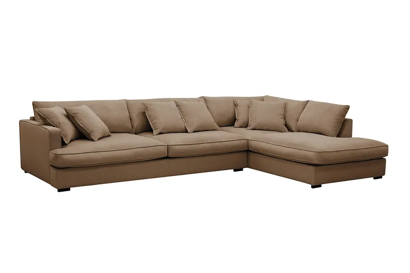 Rossita Lyx 4-seter Ekstra dyp Sofa med Sjeselong Høyre - Brun Kordfløyel - Møbler - Sofaer - Sofaer med sjeselong - 4 seters sofa med divan