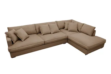 Rossita Lyx 4-seter Ekstra dyp Sofa med Sjeselong Høyre - Brun Kordfløyel - Møbler - Sofaer - Sofaer med sjeselong - 4 seters sofa med divan