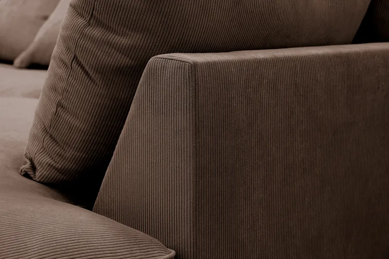 Rossita Lyx 4-seter Ekstra dyp Sofa med Sjeselong Høyre - Brun Kordfløyel - Møbler - Sofaer - Sofaer med sjeselong - 4 seters sofa med divan