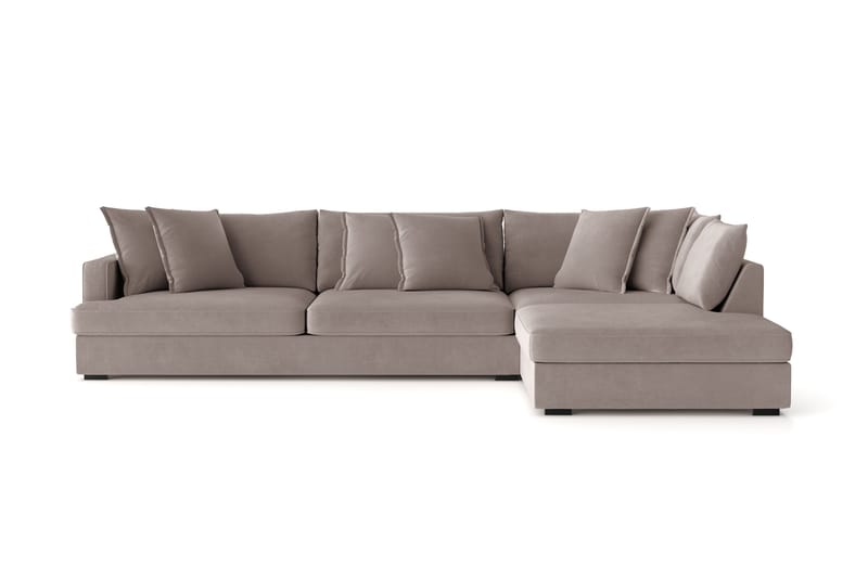 Rossita Lyx 4-seter Ekstra dyp Sofa med Sjeselong Høyre - Brun Stoff - Møbler - Sofaer - Sofaer med sjeselong - 4 seters sofa med divan