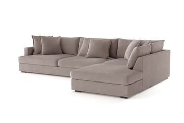 Rossita Lyx 4-seter Ekstra dyp Sofa med Sjeselong Høyre - Brun Stoff - Møbler - Sofaer - Sofaer med sjeselong - 4 seters sofa med divan